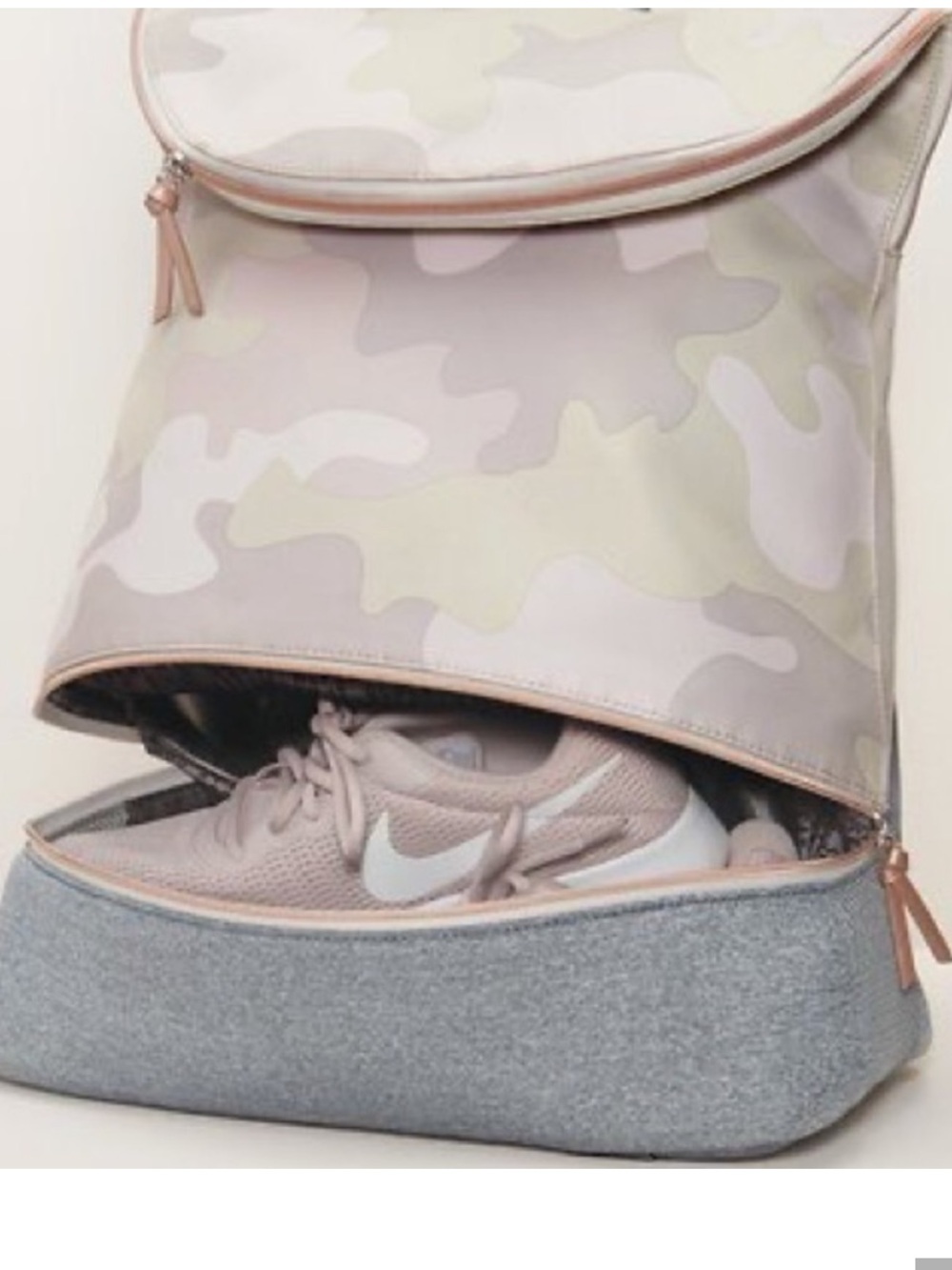 Stella & Dot Crush It Backpack Blush Camo NEW Carry On Diaper Bag Yoga Straps - Picture 3 of 13